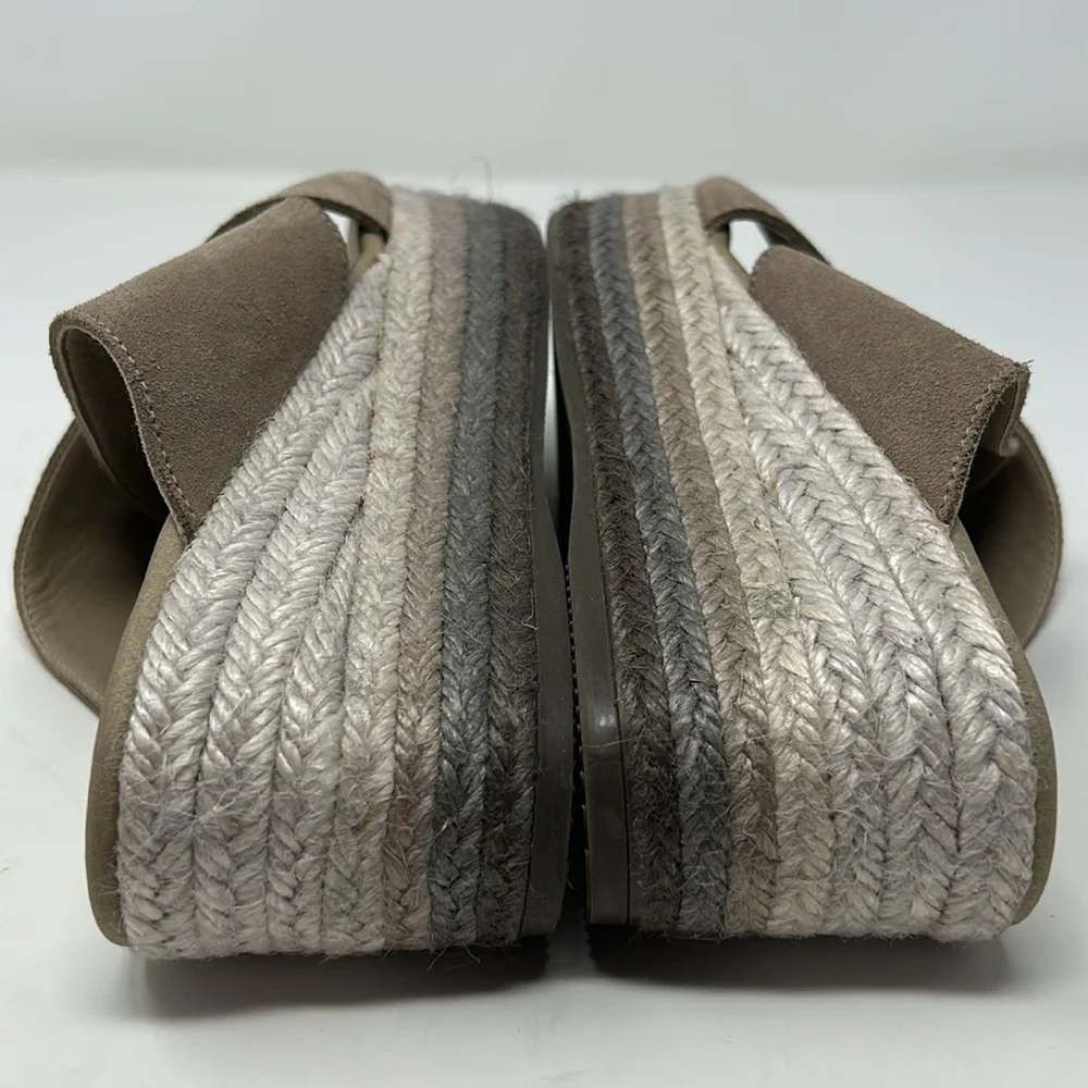 Apaseart Tan Neutral Colored Straw Bottom Platform Sandals Made In Spain Size 37